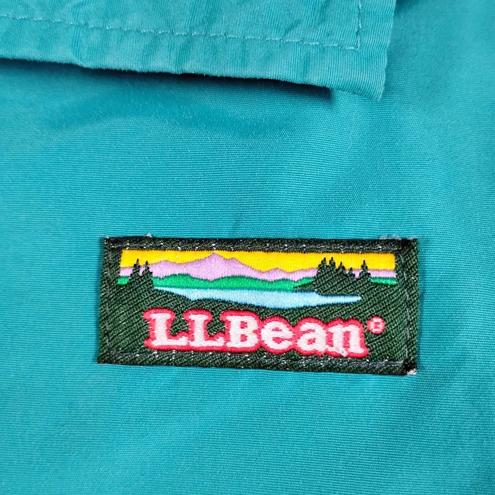 LL Bean Vintage 90s Warm-up Jacket Teal Fleece Lined Bomber Mens Medium